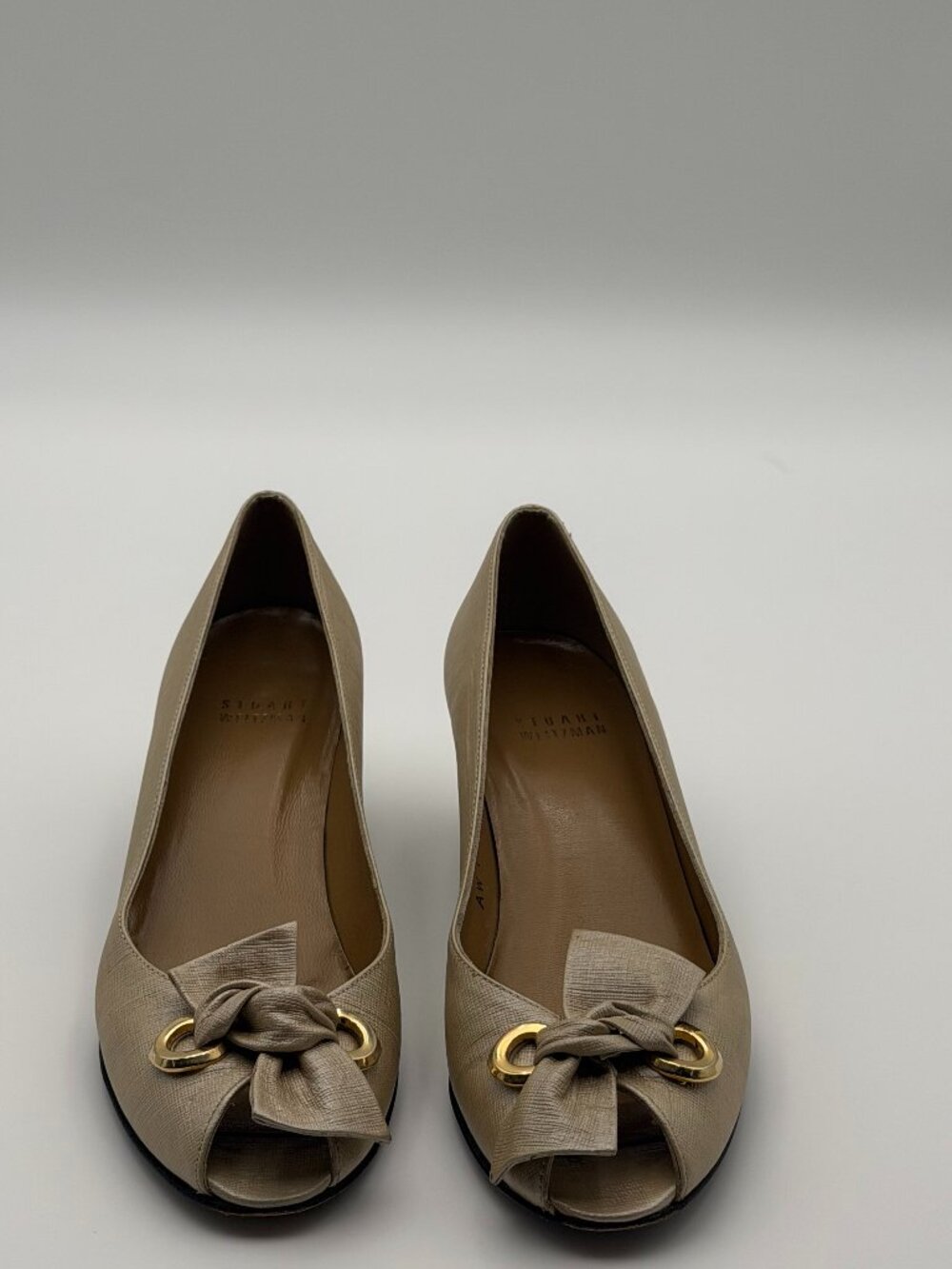 Stuart Weitzman Taupe Peep Toe Heels